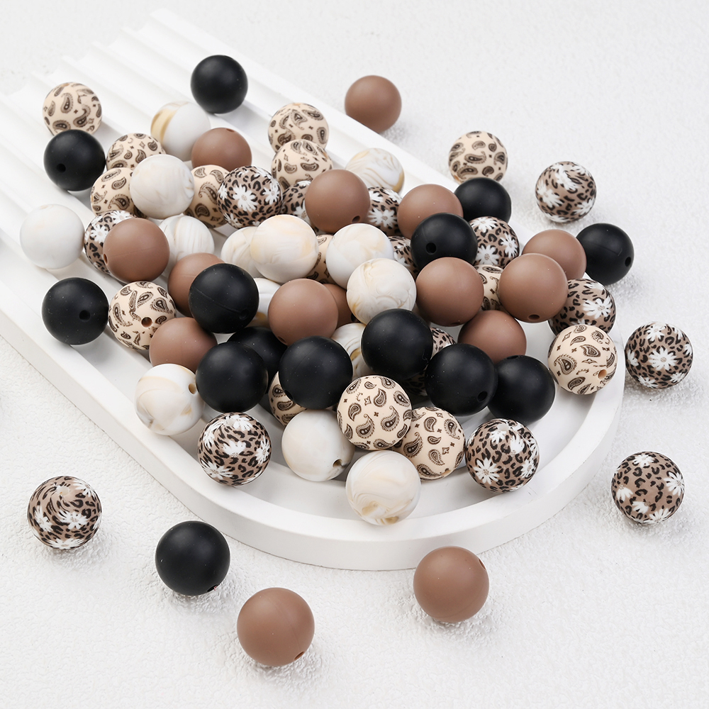 Baby Food Stuff - 29Pcs Leopard Print Silicone Beads Food