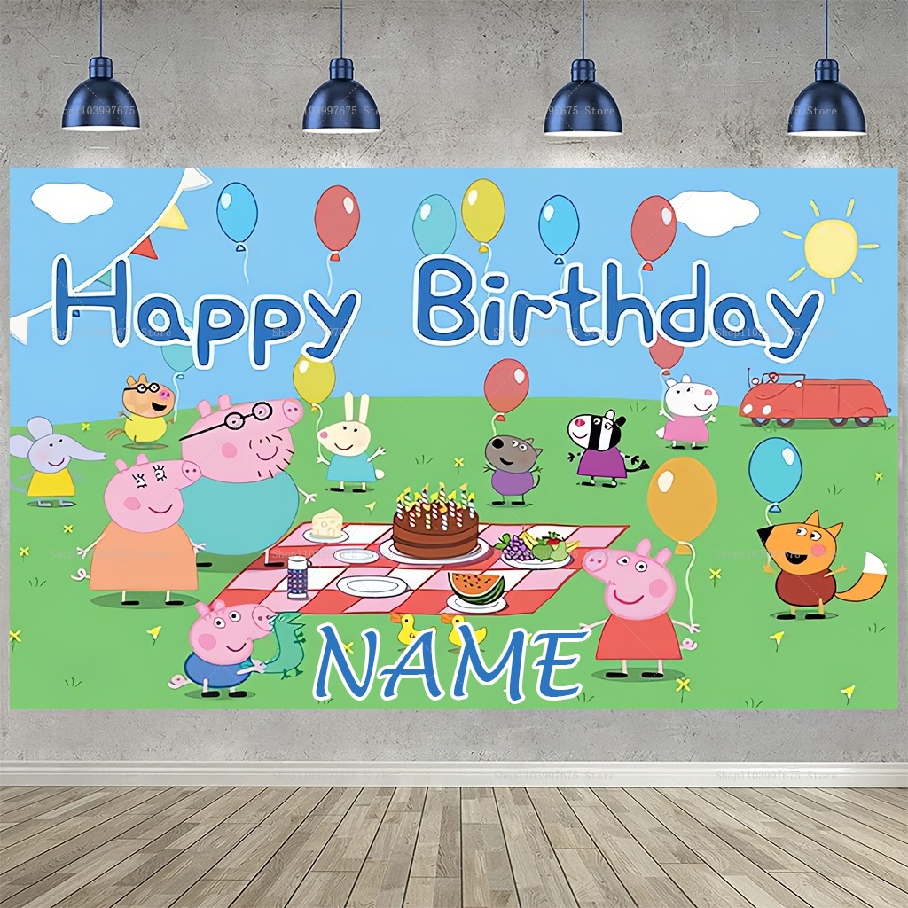 Baby Food Plan - Custom Name Cartoon Peppa Pig Backdrops
